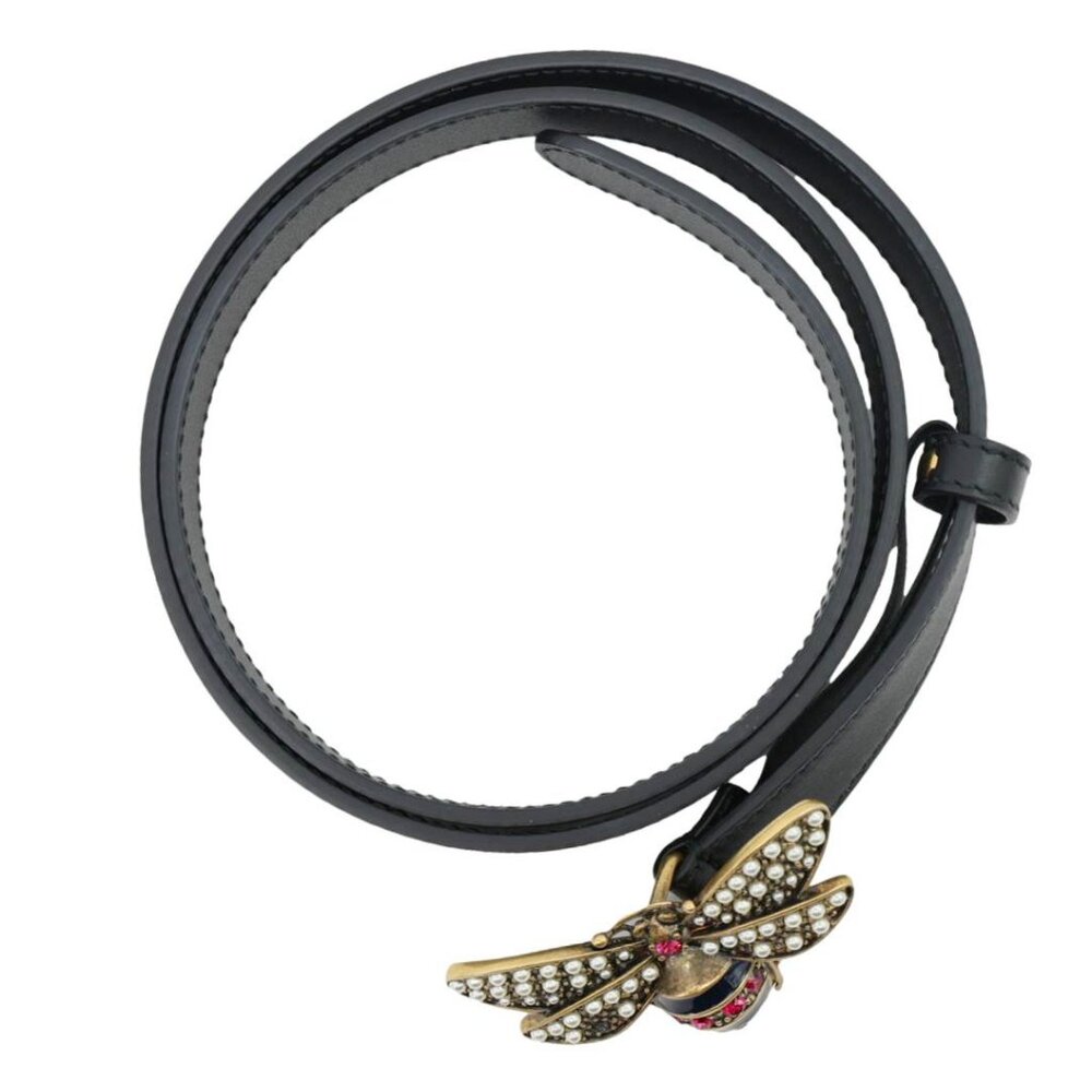 Gucci Queen Margaret Bee Leather Belt Black 476452 Size 80/32 - Picture 5 of 9